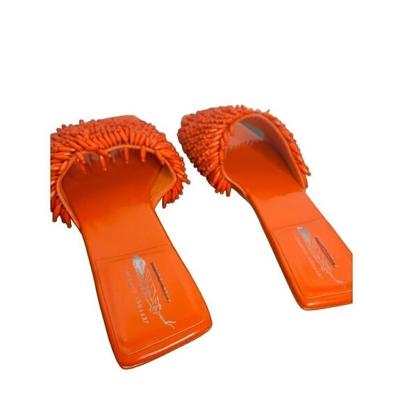 Free People JEFFREY CAMPBELL Orange Beaded Salsa Slip On Sandals Size 7 NEW Flat - Picture 4 of 5